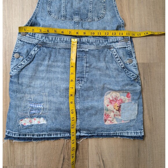 Polo Ralph Lauren Youth Size 16 Overall Dress Denim Jumper Distressed Patchwork - Picture 11 of 11